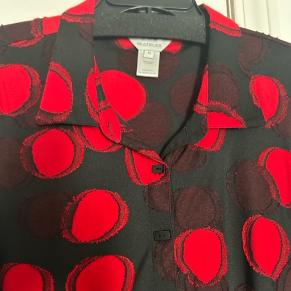 Multiples 1x Red and Black Button Up Tunic Blouse - Picture 3 of 7